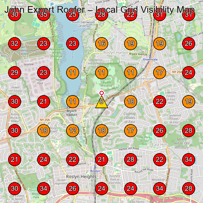 John Expert Roofer GeoGrid visibility map for Roofing Contractor in Roslyn